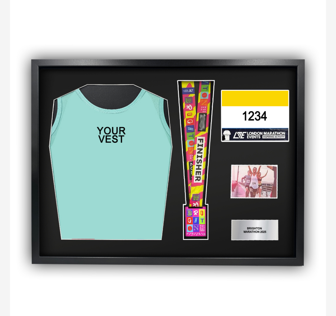 2025 Brighton Marathon Medal and Vest Framing Kit