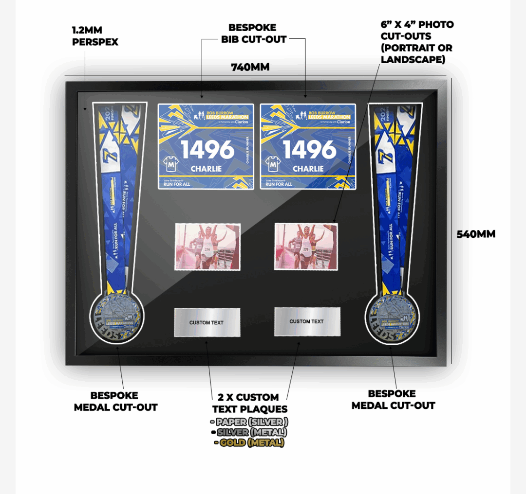 2025 Leeds Marathon Marathon Double Medal Framing Kit - Image 2