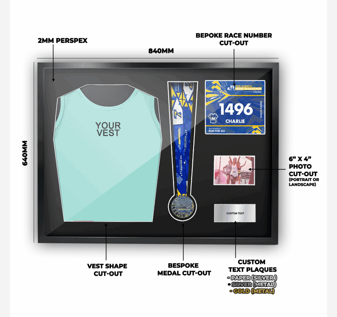 2025 Leeds Marathon Medal and Vest Framing Kit - Image 2