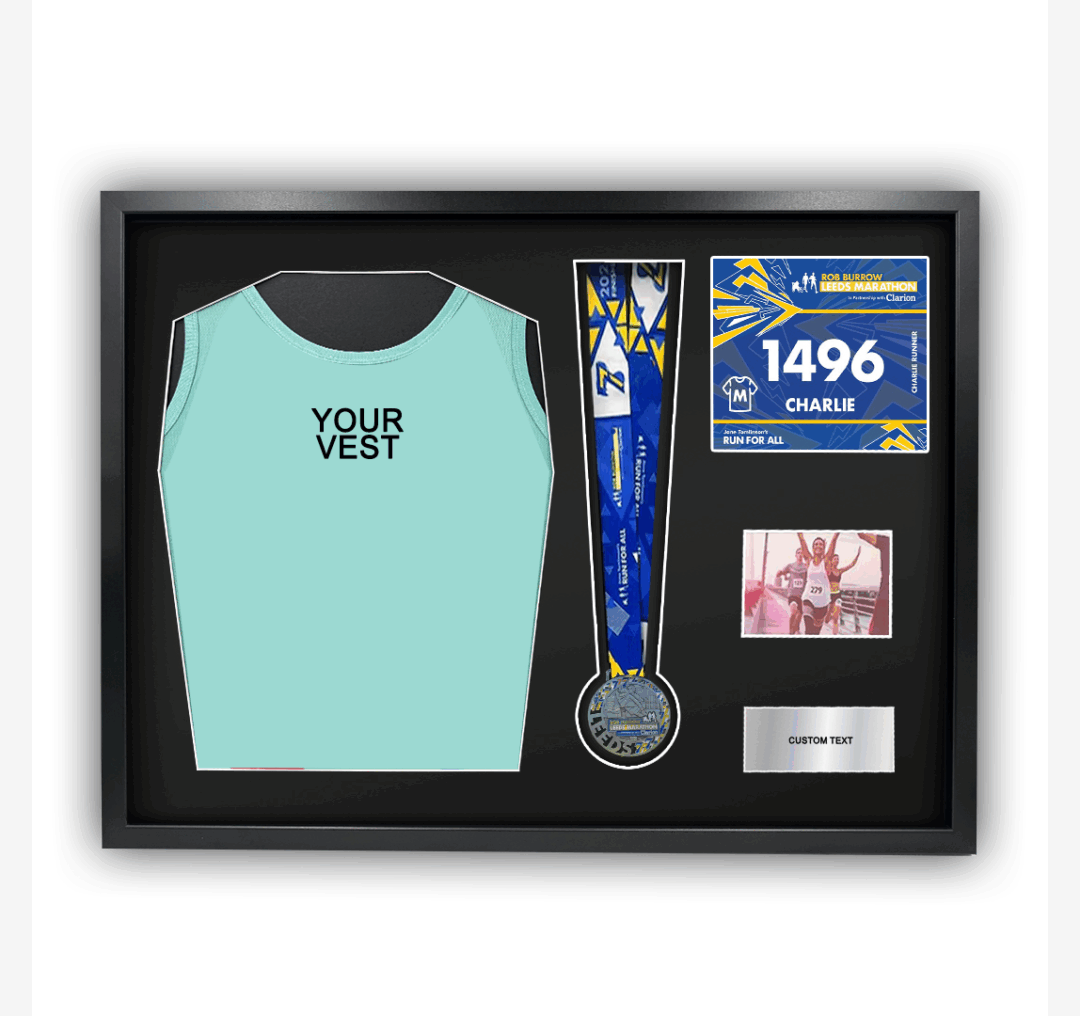 2025 Leeds Marathon Medal and Vest Framing Kit