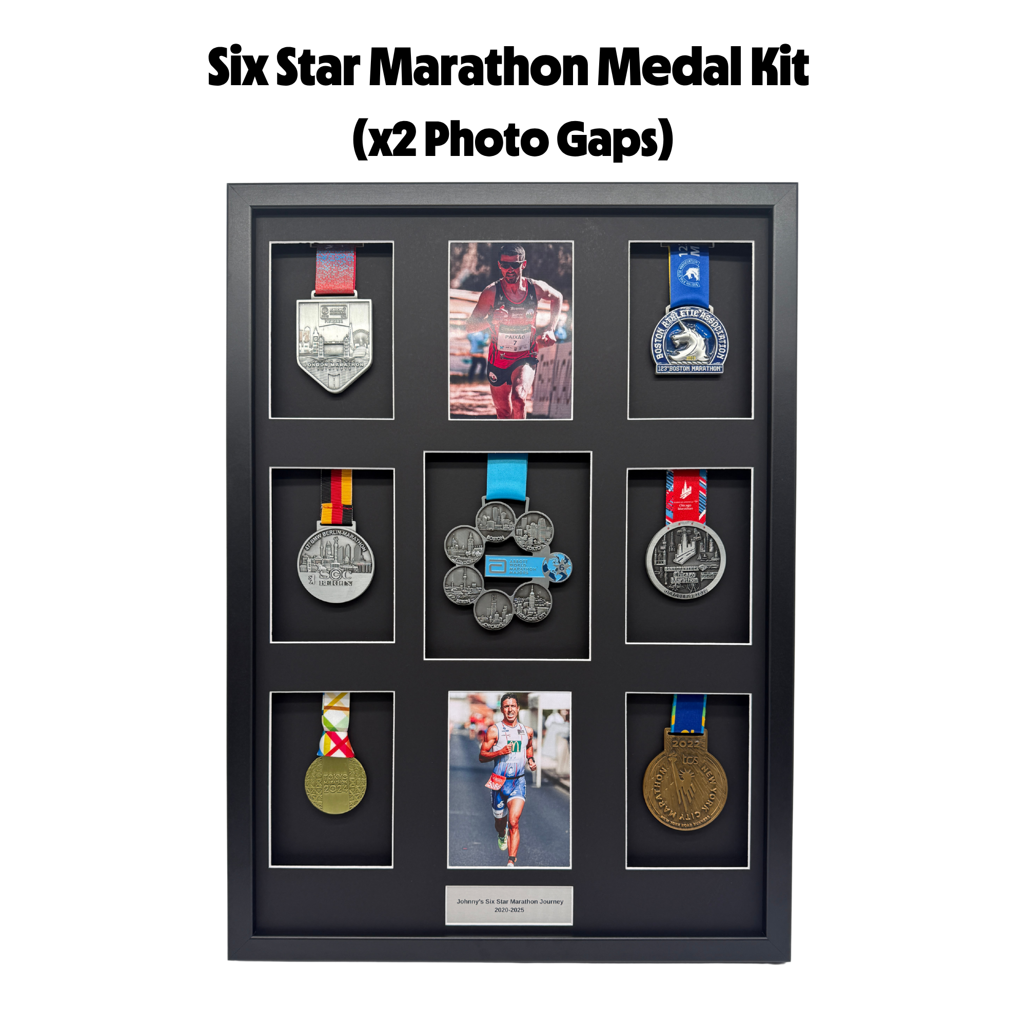six star x2 photos World Majors Six Star Marathon Medals + Photos Frame - Image 1