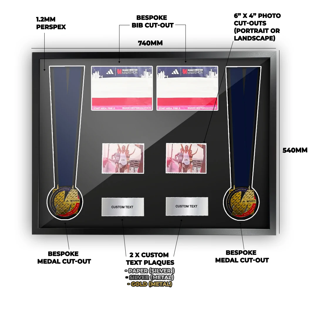 2025 Manchester Marathon Double Medal Framing Kit - Image 2